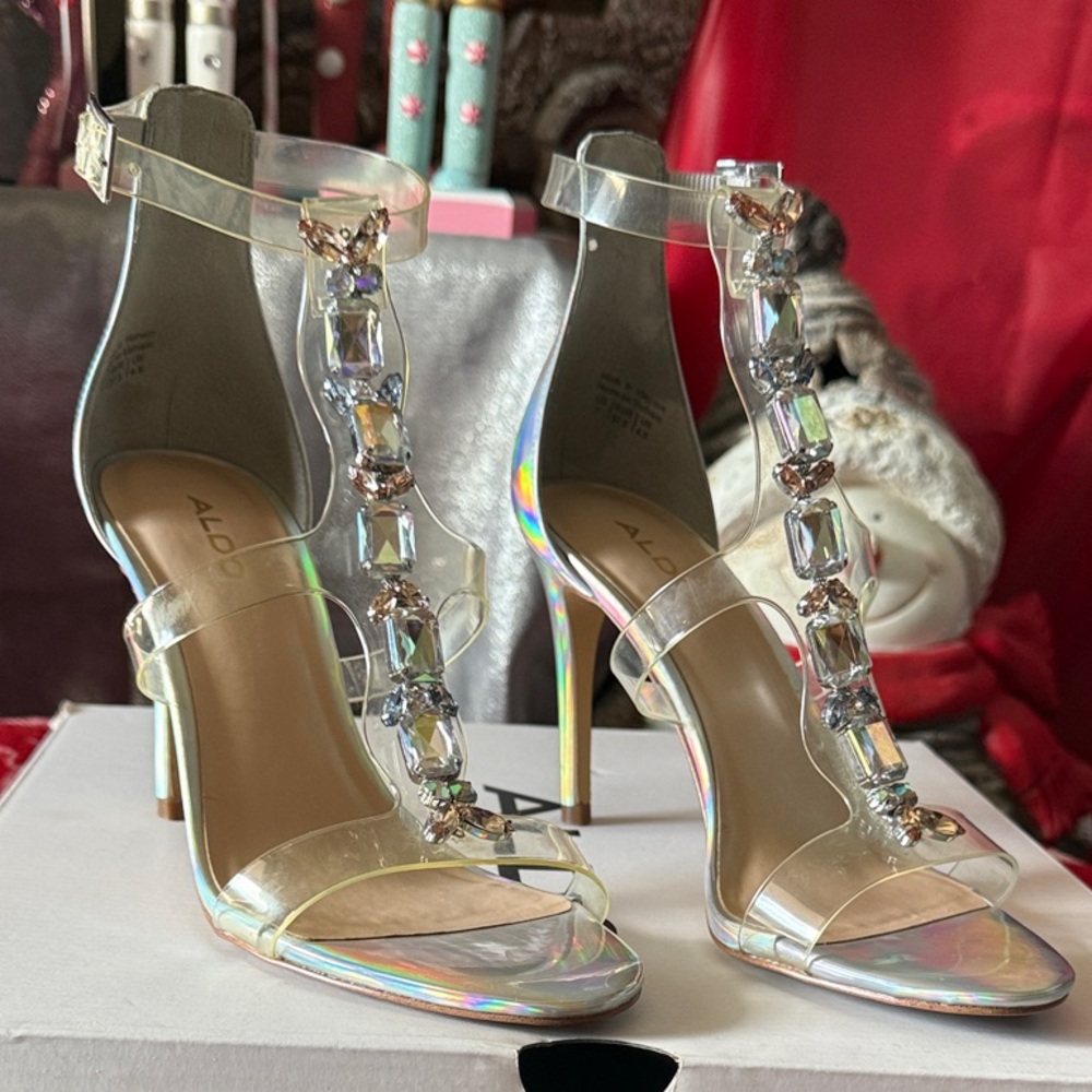 Aldo WEBERLAAN Holographic Heels with Gem Straps